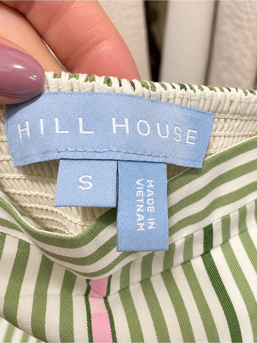 Hill House Home Margot Dress Green Jacquard Stripe Size S - Picture 2 of 3